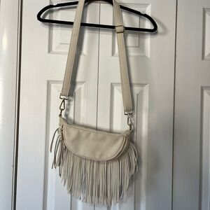 Cream Crossbody/ Fanny Pack Bag with Fringe